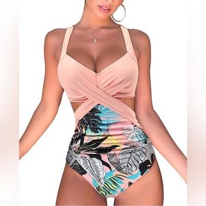 Womens Cutout One Piece Swimsuit. High Waisted Monokini Bathing Suit